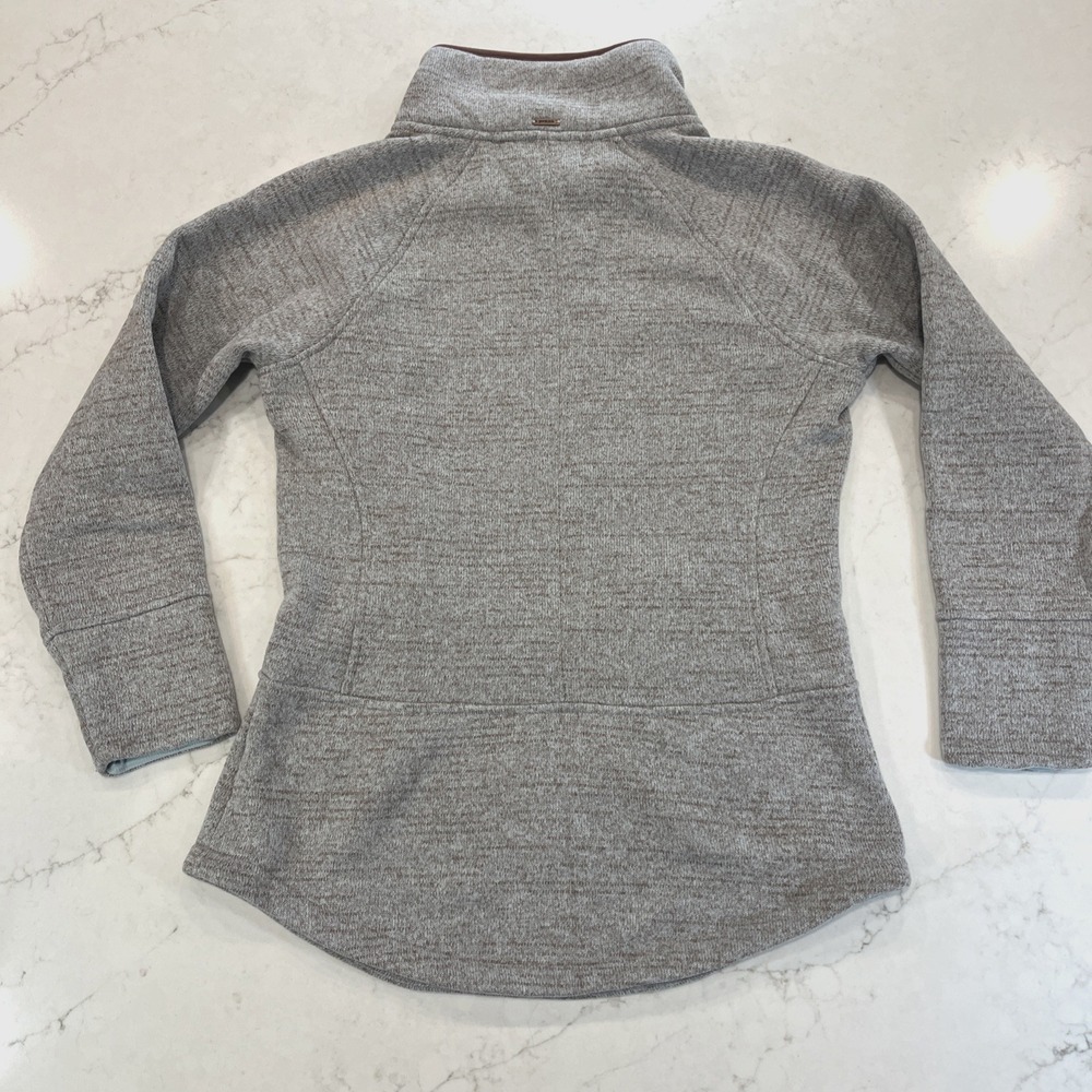 prAna Tri Thermal Pullover Fleece Tunic Sweatshirt Womens XL Blue Brown Moc Neck - Picture 2 of 13